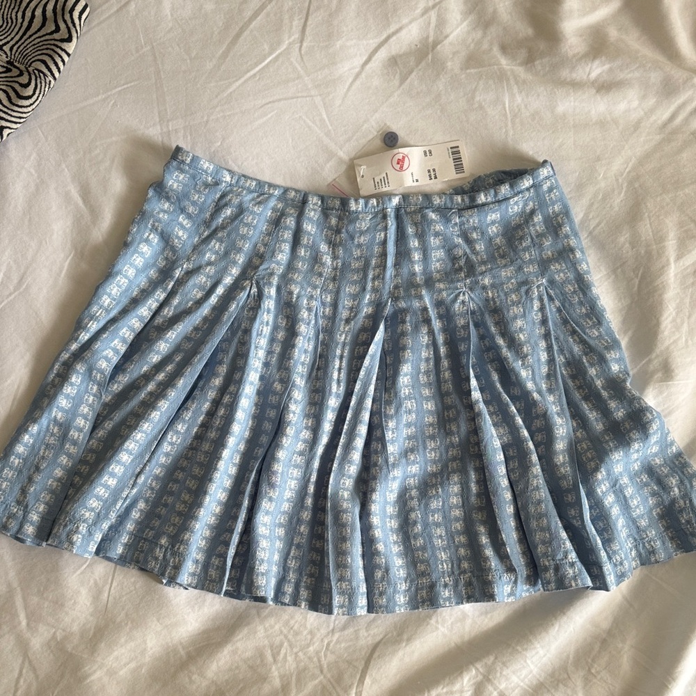 Urban Outfitters Light Blue Patterned Mini Skirt